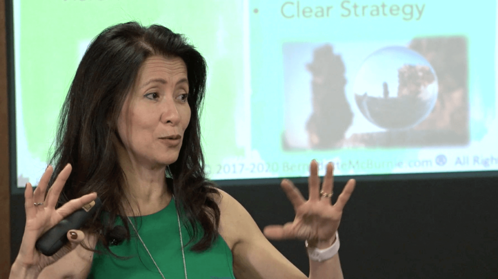 Bernadette speaking to attendees