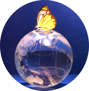 Globe with butterfly on top